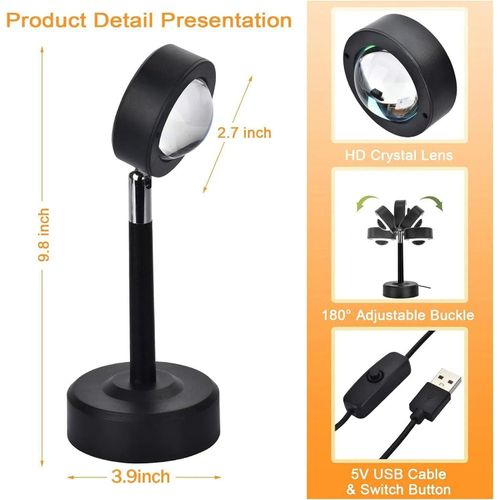 product_image_name-Generic-Sunset Projection LED Atmosphere Lamp USB Powered Romantic Lighting for Home Decor-2