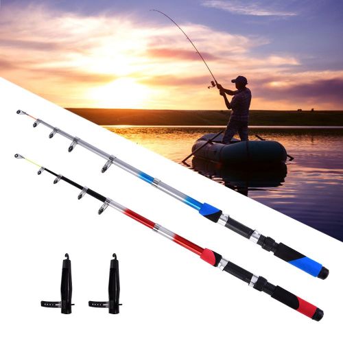 2.1M Portable Telescopic Fishing Rod Fiberglass Fishing Pole Travel Sea  Fishing Spinning Rod