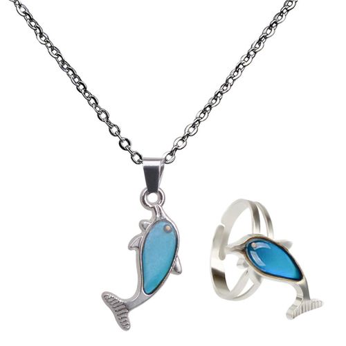 Generic Prettyia Mood Animal Dolphin Pendant Necklace Set For