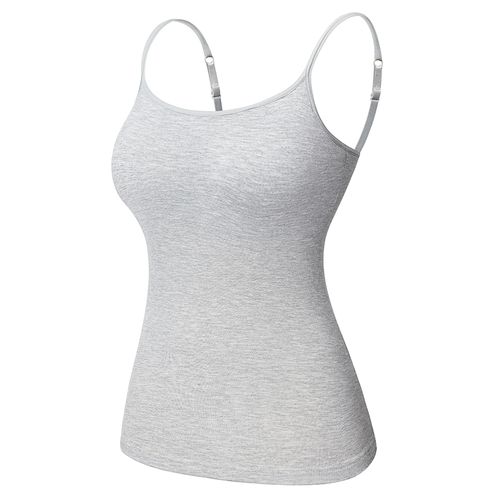 Undershirts with Built-in Bras,Camisoles for Women,Padded Tank Tops  (Grey,M) : : Clothing, Shoes & Accessories