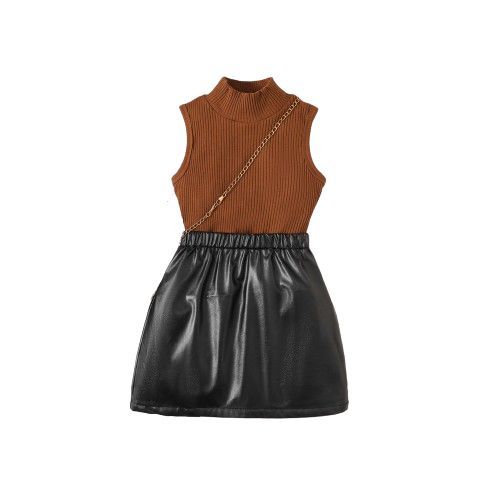 Fashion 2 7 Years Kid Girl Sleeveless Top And Leather Skirt 2pcs Set Best Price Online Jumia Kenya