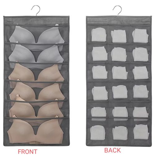 Honrane Rotatable Double-sided Multi-pocket Hanging Storage Bag Underwear Bra  Organizer 