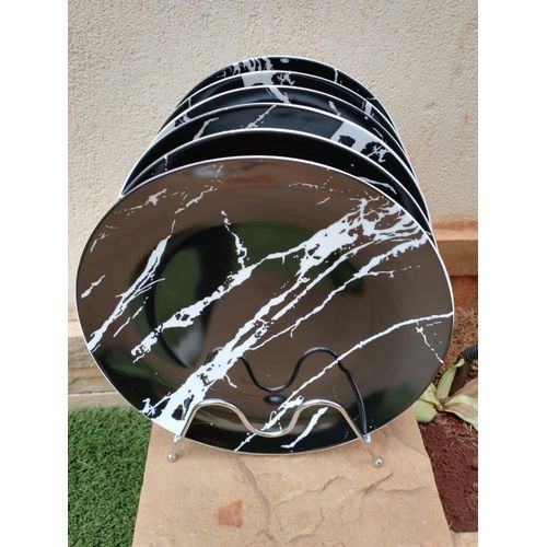 product_image_name-Generic-6 pcs set luxurious quality black marble dinner plates-1