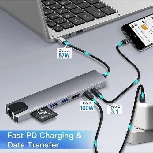 product_image_name-Generic-Type C To HDTV 8 In 1 Adapter HDMI PD 2 USB SD TF Rj45 Compatible, Windows 10-2