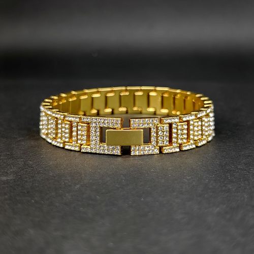 product_image_name-CALLIARA-Heavy Industry H-Shape Full Diamond Bracelet Men's Gold Watch Band Style High-End Minimalist Luxury Jewelry-1