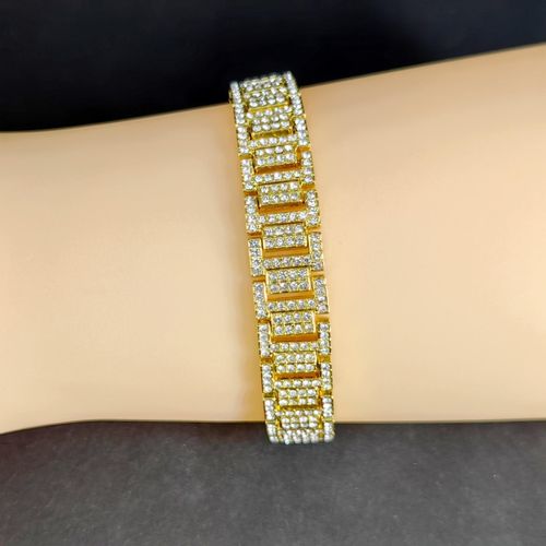 product_image_name-CALLIARA-Heavy Industry H-Shape Full Diamond Bracelet Men's Gold Watch Band Style High-End Minimalist Luxury Jewelry-2