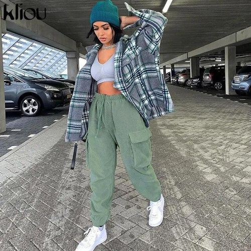 16 Jeans Kliou Drawstring Side Pockets Corduroy Sweat Pants Women