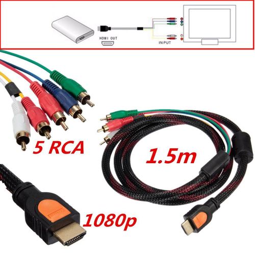 HDMI to RCA Cable, 5FT/1.5M HDMI Male to 3-RCA Video Audio AV