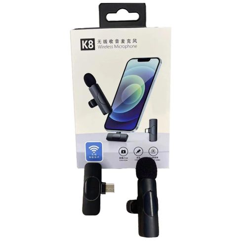 product_image_name-K8-Single Wireless Noise Cancellation Microphone – Plug & Play, Long Range, Rechargeable-1