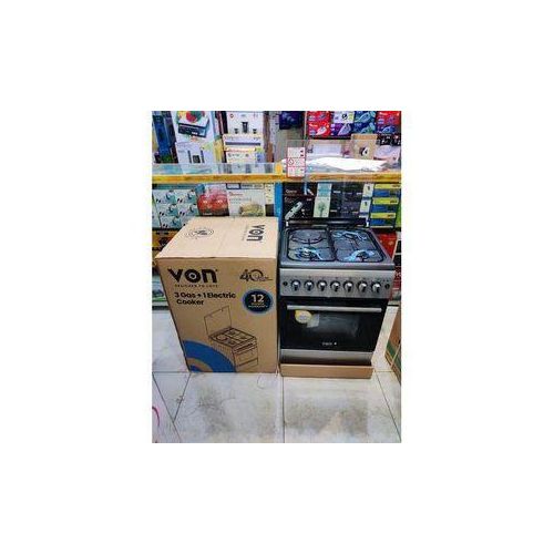 product_image_name-VON-3gas+1electric standing cooker 58*58 with electric oven + free 2m gas pipe-1