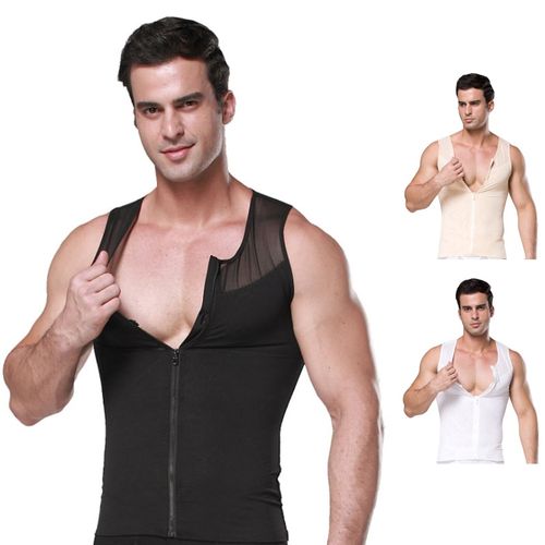 Fashion Men's Body Shaper Posture Corrector Zipper Skin Color