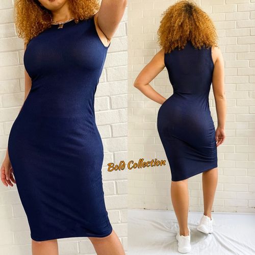 Fashion Sexiest Mock Neck Ribbed Bodycon Dress(Hips 36-44inches