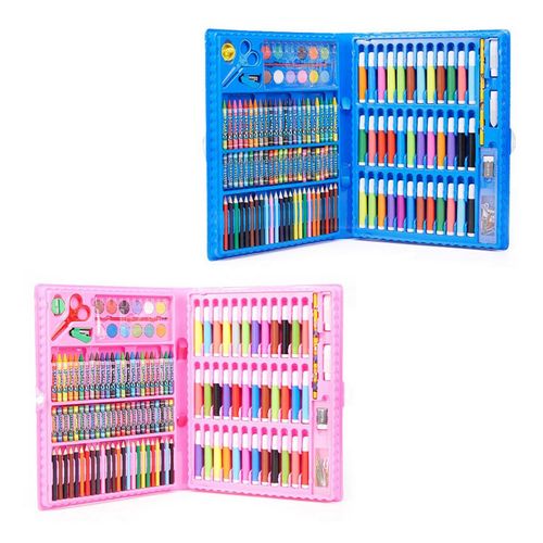 86/150Pcs/Set Drawing Art Set Kits Crayon Kids Gift For Home School Blue  150pcs