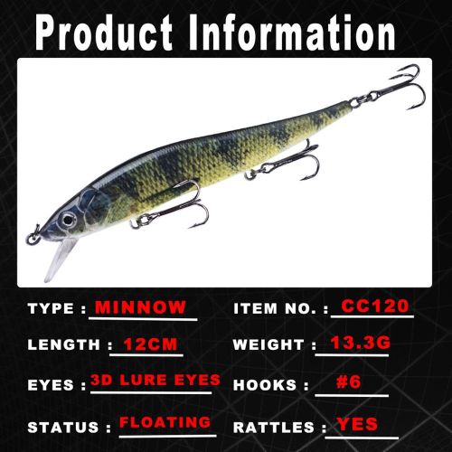 Generic Hard Fishing Lures Sinking Minnow Swing Bait with 3D Realistic Eyes  High-Resolution Body Details 12cm 13.3g Jerk Baits for Bass Fishing @ Best  Price Online