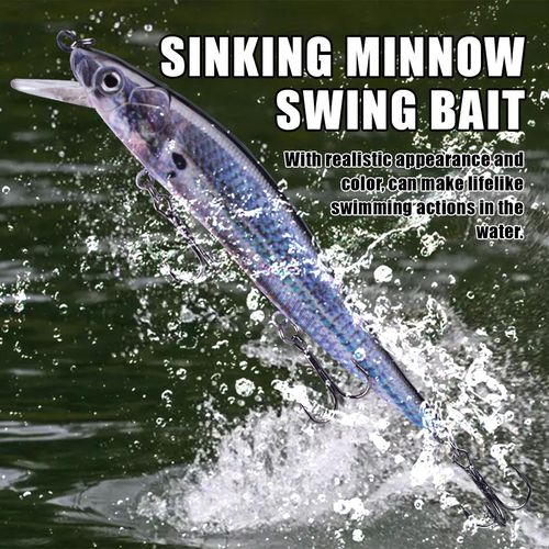 Generic Hard Fishing Lures Sinking Minnow Swing Bait with 3D Realistic Eyes  High-Resolution Body Details 12cm 13.3g Jerk Baits for Bass Fishing @ Best  Price Online