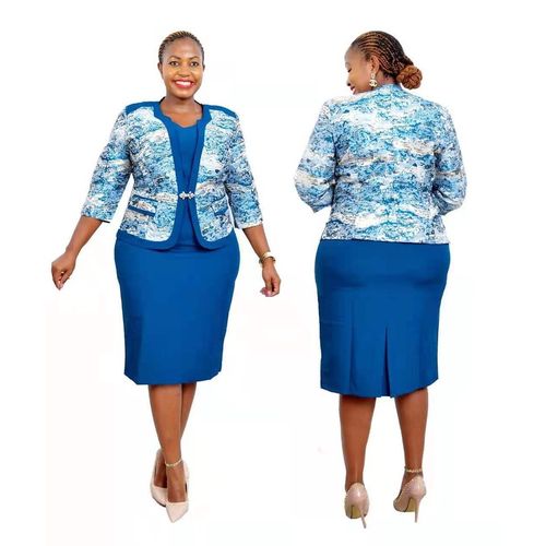 Fashion 2 Piece Set African Office Lady Dresses For Women Coat And