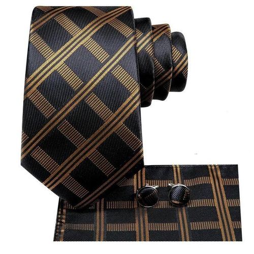 product_image_name-Fashion- Necktie with Free Cufflinks and a Pocket Square Black and gold checked-1