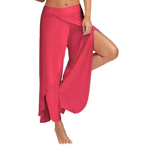 Summer Womens Plus Size Beach Pants Harem Yoga Pants Side Slit