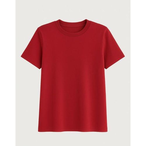 product_image_name-Fashion-Unisex round neck Tshirt-Red-1
