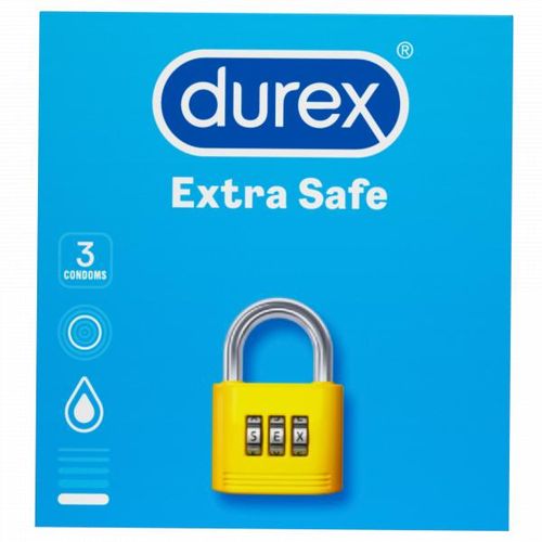 product_image_name-Durex- Extra Safe Condoms 3's  Slightly Thicker for Added Security Extra Lubricated & Easy-On Shape-1
