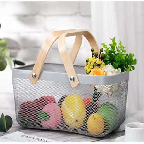 product_image_name-Generic-Metalic Mesh Storage/fruit basket with Wooden handles-1