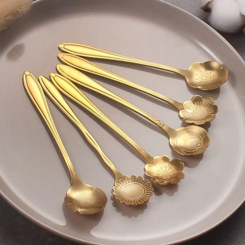 Dropship 8Pcs Stainless Steel Flower Spoon Coffee Tea Spoon Cute