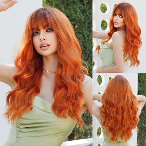 Generic Orange Wig Bangs Wavy Curly Hair Ginger Color Wig Head Cover Orange Ginger Wigs Best Price Online Jumia Kenya