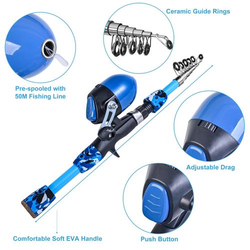 Generic Kids Fishing Rod and Reel Combo with Collapsible Fishing Stool Landing  Net Telescopic Fishing Pole Tackle Box Accessories for Boys and Girls @  Best Price Online