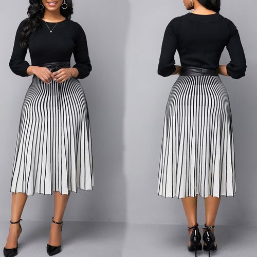 Fashion Striped Print High Waist Dress Women Skirts Party Office Dress  Ladies Skirts @ Best Price Online | Jumia Kenya