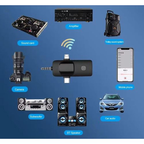 product_image_name-Generic-K15 Dual Wireless Lavalier Lapel Mic with Lightning Type-C AUX for Vlogging-2