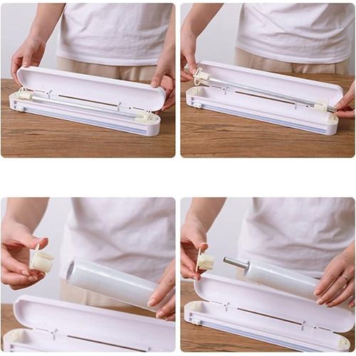 product_image_name-Generic-Foil Cutter, Cling Film Dispenser, Reusable Film Plastic Wrap Hold, Suction Cup Plastic Foil Cutter for Cling Film, Aluminium Foil, Living Room, Kitchen, Restaurant (White)-4