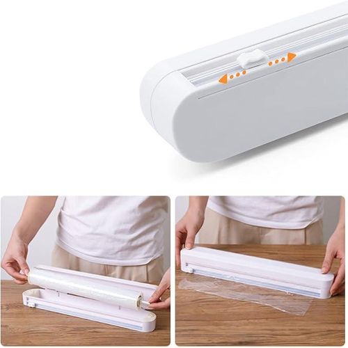 product_image_name-Generic-Foil Cutter, Cling Film Dispenser, Reusable Film Plastic Wrap Hold, Suction Cup Plastic Foil Cutter for Cling Film, Aluminium Foil, Living Room, Kitchen, Restaurant (White)-5