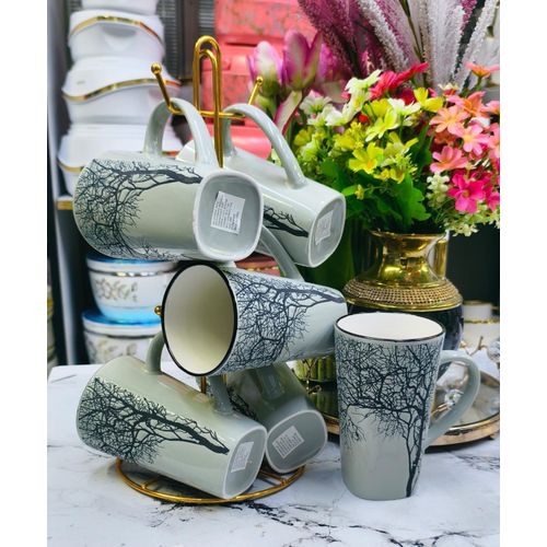 product_image_name-Generic-6pc Grey Tree Ceramic Mugs – Large 450ml Coffee & Tea Cup Set-1