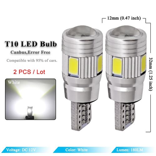 Generic 2x Car 5W5 LED Bulb T10 W5W LED Signal Light Canbus 12V 6000K Auto  Claerance Wedge Side Reverse Lamps 5630 6SMD Blue No Error @ Best Price  Online