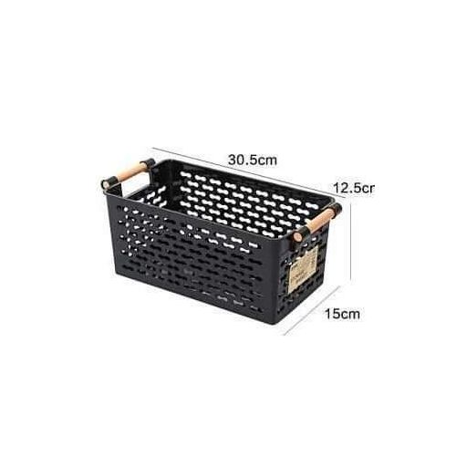 product_image_name-Generic-Multi-Purpose Storage Basket – Durable Plastic Organizer for Home, Office & Kitchen (White/Black)-4