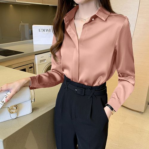 STRAW Women Silk Shirt Blouses Woman Satin Floral Blouse Shirts Women Long  Sleeve Shirts Tops Woman Print Blouses Top (Color : C, Size : XXX-Large) :  : Clothing, Shoes & Accessories