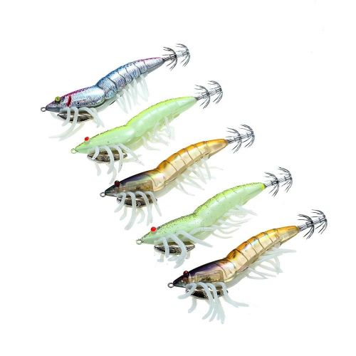 Generic Lixada 5pcs 12cm/21g Noctilucent Fishing Shrimp Lure Prawn Squid  Bait Hard Artificial Fishing Set with Squid Jigs Hook Lead Weighted @ Best  Price Online