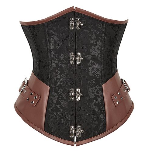 Fashion Steampunk Underbust Corset Leather Brown Pirate Corset