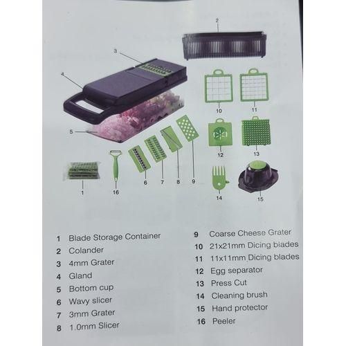 product_image_name-Generic-All in 1 Vegetable Chopper Slicer Dicers Cutter Vegetable Peeler, Grater, Colander, Egg Separator, Cleaning Brush, Hand Protector Set-3