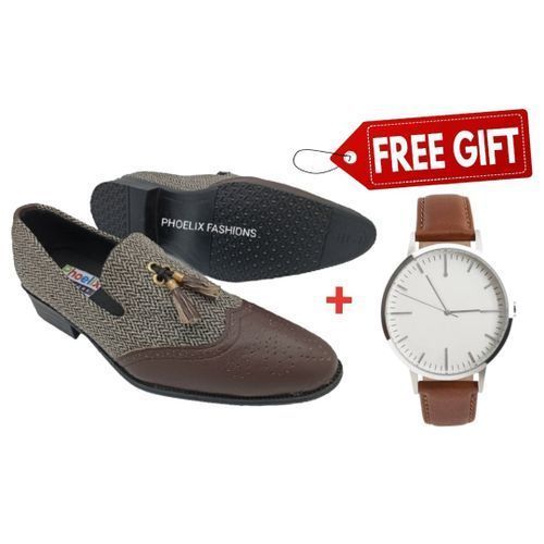 product_image_name-PHOELIX FASHIONS-Elegant Designer Ankara Casual / Wedding Shoes + FREE WRIST WATCH.-1
