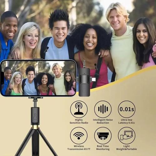 product_image_name-Generic-K15 3in1 Lavalier Wireless Microphone 3.5mm Round Jack Automatic Noise Reduction Cordless Outdoor Live Radio Microphone-5