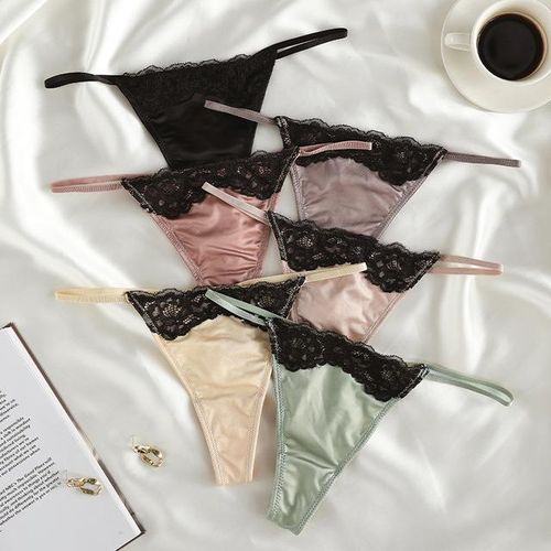  Ladies Sexy Ice Silk Thong Seamless Low Waist Panties