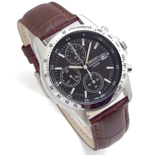 Seiko Chronograph watch genuine leather belt set National regular flow part  Black Deep brown belt SND367P1-DB @ Best Price Online | Jumia Kenya