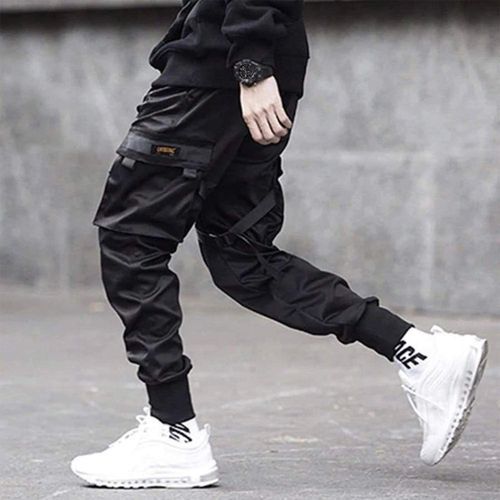 Cheap Hip Hop Joggers Men Black Multipocket Ribbons Man Sweatpants  Streetwear Casual Mens Pants  Joom