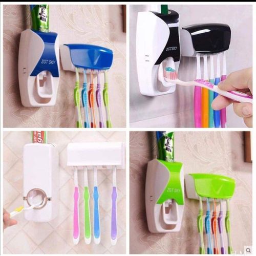 product_image_name-Generic-Toothpaste dispenser+5pcs toothbrush holder-2
