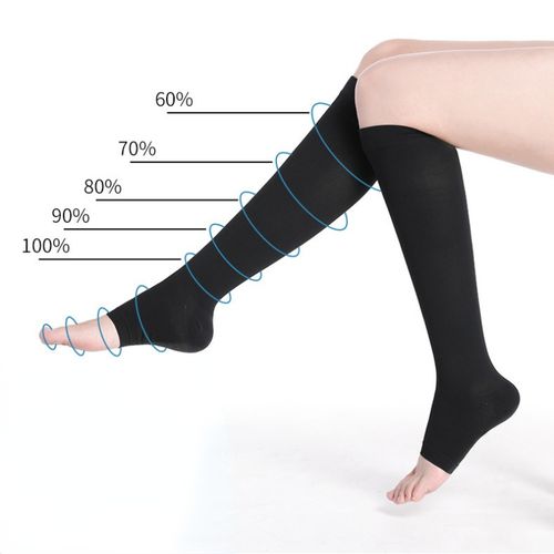 Generic S_XL Elastic Open Toe Knee High Stockings Calf Compression