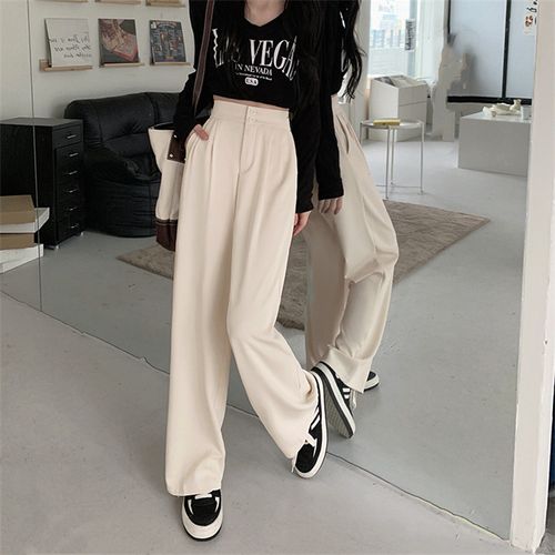 Pantalones de vestir de moda  High waisted pants outfit, Leg pants outfit,  High waist wide leg pants