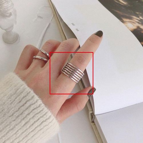 Generic Anillo ancho de plata para mujer joyería de moda para