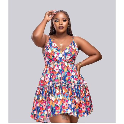 Fashion Women's Pink Floral Fit & Flare Mini Dress
