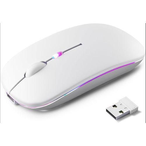 product_image_name-Wireless- Bluetooth + 2.4G Dual-mode Rechargeable LED Optical Mouse - (White)-1